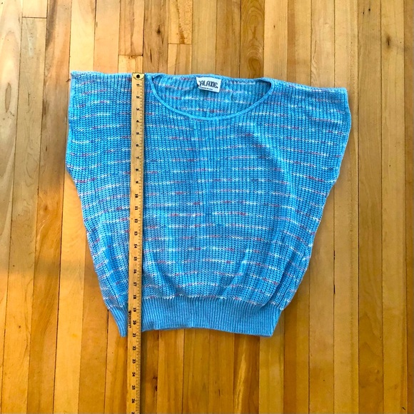 Old Stock 80s blue Striped Knit Sweater Vest Galaxie Made in USA - Picture 4 of 4